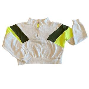 Love Tree Cropped Zipper Front Sweatshirt Gray Green Size Medium